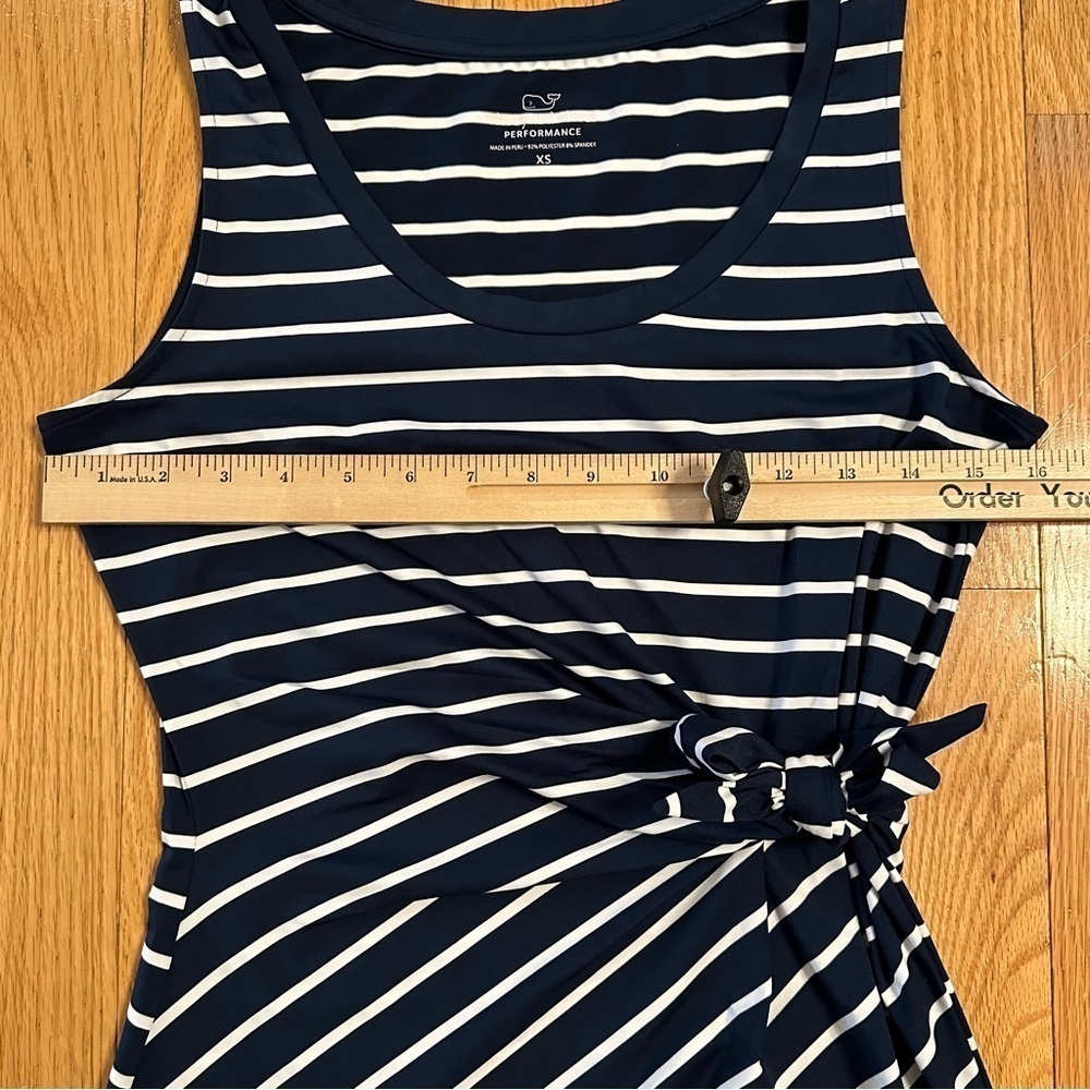 Vineyard Vines Sankaty Side Tie Tank Performance Dress Navy White Stripe XS - Picture 4 of 8